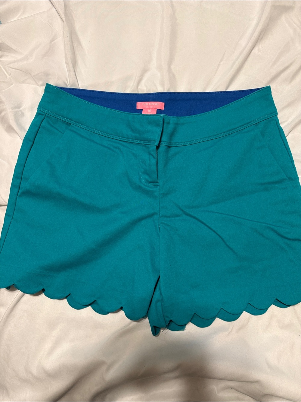 Isaac Mizrahi Teal Scallop Hem Shorts